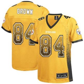 cheap duke jerseys Women\'s Pittsburgh Steelers #84 Antonio Brown Gold Stitched Elite Drift Fashion Jersey buy cheap jerseys